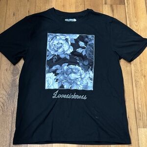 Lovesickress/Rebel Minds Black and Blue Floral Men's Tee